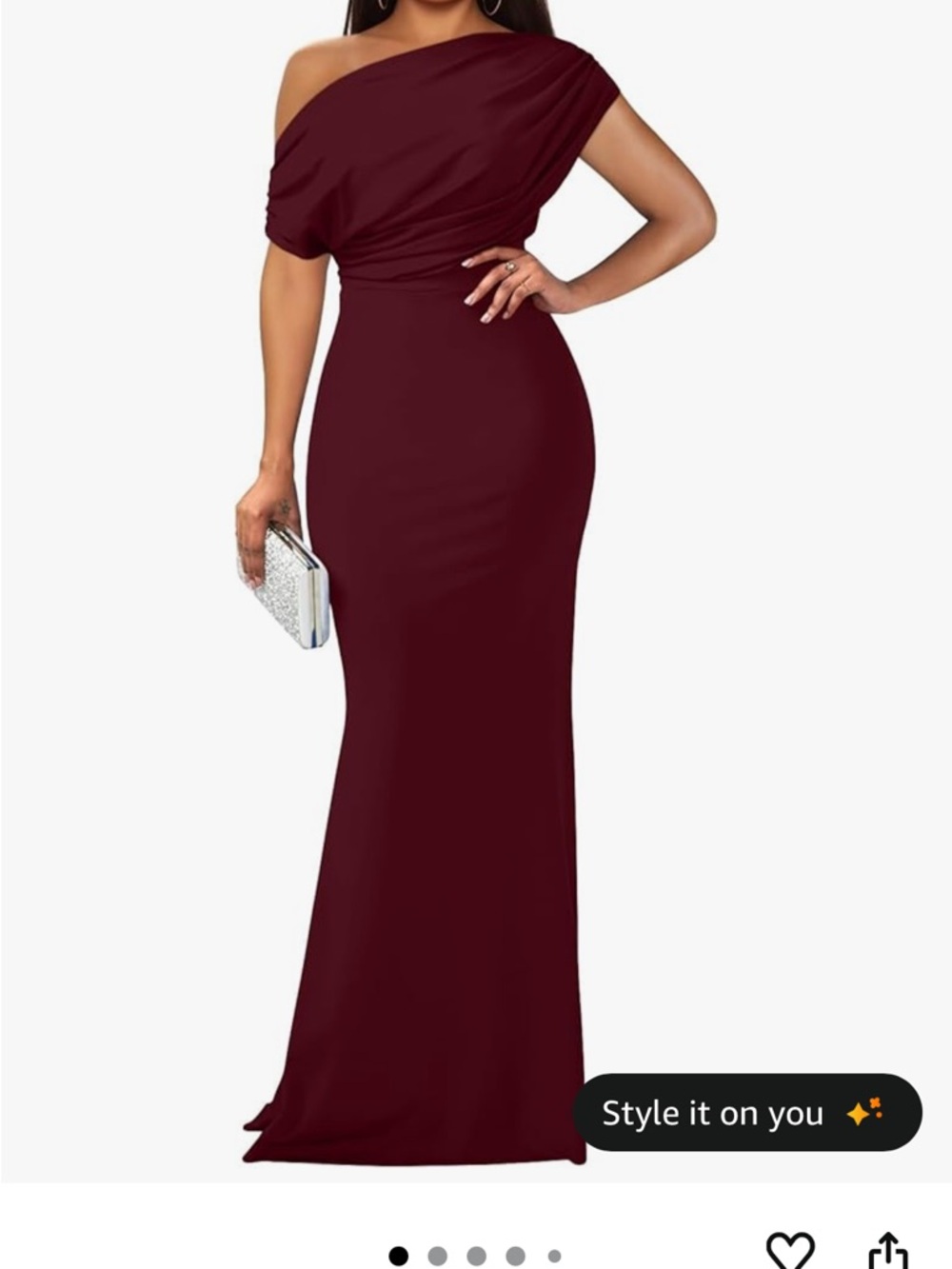 Amazon Womens One-Shoulder Maxi Dress - Burgundy